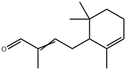 2-メチル-4-(2,6,6-トリメチル-2-シクロヘキセン-1-イル)-2-ブテナール 化学構造式