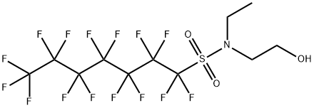 N-エチル-1,1,2,2,3,3,4,4,5,5,6,6,7,7,7-ペンタデカフルオロ-N-(2-ヒドロキシエチル)-1-ヘプタンスルホンアミド 化学構造式