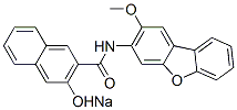 sodium 3-hydroxy-N-(2-methoxy-3-dibenzofuryl)naphthalene-2-carboxamidate Struktur