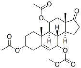Androst-5-en-17-one, 3,11-bis(acetyloxy)-7-[(methoxycarbonyl)oxy]-, Struktur