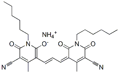 5-[3-[(5-シアノ-1-ヘキシル-1,6-ジヒドロ-2-ヒドロキシ-4-メチル-6-オキソピリジン)-3-イル]-2-プロペニリデン]-1-ヘキシル-1,2,5,6-テトラヒドロ-4-アミノ-2,6-ジオキソ-3-ピリジンカルボニトリル・アンモニア 化学構造式