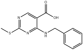 4-(BENZYLAMINO)-2-(METHYLTHIO)PYRIMIDINE-5-CARBOXYLIC ACID, 686267-34-5, 结构式