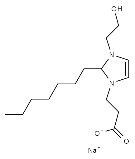 sodium 2-heptyl-2,3-dihydro-3-(2-hydroxyethyl)-1H-imidazole-1-propionate Struktur