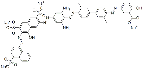 tetrasodium 5-[[4'-[[2,6-diamino-4-[[8-hydroxy-3,6-disulphonato-7-[(4-sulphonato-1-naphthyl)azo]-2-naphthyl]azo]phenyl]azo]-3,3'-dimethyl[1,1'-biphenyl]-4-yl]azo]salicylate Structure