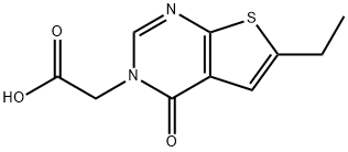 (6-Ethyl-4-oxo-4H-thieno[2,3-d]-pyrimidin-3-yl)-acetic acid Struktur