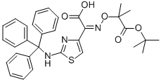 (Z)-2-(tert-Butoxycarbonylprop-2-oxyimino)-2-(2-tritylaminothiazol-4-yl)acetic acid Structure