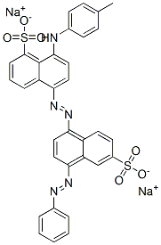 8-[(4-Methylphenyl)amino]-5-[[4-(phenylazo)-6-sulfo-1-naphthalenyl]azo]-1-naphthalenesulfonic acid disodium salt Struktur