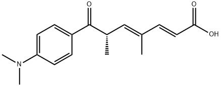 (2E,4E,6S)-7-[4-(ジメチルアミノ)フェニル]-4,6-ジメチル-7-オキソ-2,4-ヘプタジエン酸 化学構造式