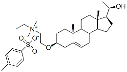 N,N-Diethyl-2-(((3-beta,20R)-20-hydroxypregn-5-en-3-yl)oxy)-N-methylethanaminium 4-methylbenzenesulfonate Struktur