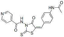 N-[5-[4-(アセチルアミノ)ベンジリデン]-4-オキソ-2-チオキソチアゾリジン-3-イル]-4-ピリジンカルボアミド 化学構造式