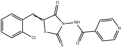 4-Pyridinecarboxamide, N-(5-((2-chlorophenyl)methylene)-4-oxo-2-thioxo -3-thiazolidinyl)- Struktur