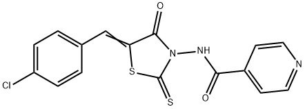 4-Pyridinecarboxamide, N-(5-((4-chlorophenyl)methylene)-4-oxo-2-thioxo -3-thiazolidinyl)- Structure