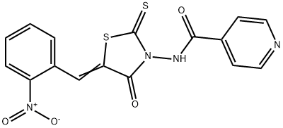 N-[5-[(2-Nitrophenyl)methylene]-4-oxo-2-thioxo-3-thiazolidinyl]-4-pyridinecarboxamide Struktur