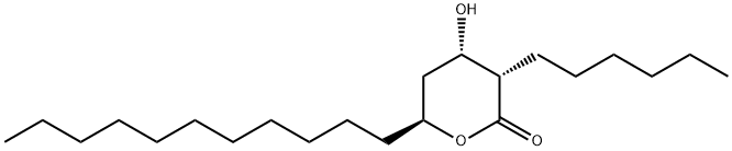(3S,4S,6S)-3-Hexyl-3,4,5,6-tetrahydro-4-hydroxy-6-undecyl-2H-pyran-2-one Structure