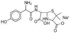 Amoxicillin Related Compound D (50 mg) ((4S)-2-{[(R)-2-amino-2-(4-hydroxyphenyl)acetamido](carboxy)methyl}-5,5-dimethylthiazolidine-4-carboxylic acid, monosodium salt) Struktur