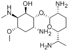2-アミノ-1-O-(2,6-ジアミノ-2,3,4,6,7-ペンタデオキシ-β-L-lyxo-ヘプトピラノシル)-4-O-メチル-5-メチルアミノ-2,3,5-トリデオキシ-D-allo-イノシトール 化学構造式
