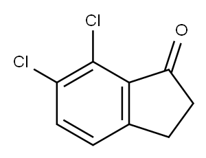 6,7-ジクロロ-2,3-ジヒドロ-1H-インデン-1-オン 化学構造式