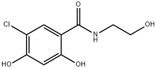 5-クロロ-2,4-ジヒドロキシ-N-(2-ヒドロキシエチル)ベンズアミド 化学構造式