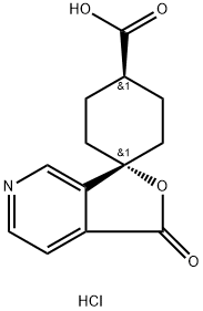 反式-1'-氧代-螺[环己基-1,3'(1'H)-呋喃并[3,4-c]吡啶]-4-羧酸盐酸盐 结构式