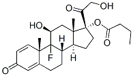 9-フルオロ-11β,21-ジヒドロキシ-17-(1-オキソブトキシ)プレグナ-1,4-ジエン-3,20-ジオン 化学構造式