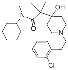 1-(2-クロロフェネチル)-N-シクロヘキシル-4-ヒドロキシ-N,α,α-トリメチル-4-ピペリジンアセトアミド 化学構造式
