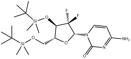 4-氨基-1-((2R,4R,5R)-4-((叔丁基二甲基甲硅烷基)氧基)-5-(((叔丁基二甲基甲硅烷基)氧基)甲基)-3,3-二氟四氢呋喃-2-基)嘧啶-2(1H)-酮, 688009-09-8, 结构式