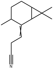 3-(3,7,7-trimethylbicyclo[4.1.0]hept-2-ylidene)propiononitrile Struktur