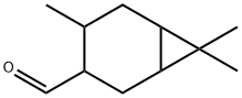 4,7,7-trimethylbicyclo[4.1.0]heptane-3-carbaldehyde Struktur