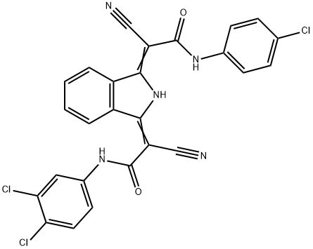 [3-[2-[(4-chlorophenyl)amino]-1-cyano-2-oxoethylidene]-2,3-dihydro-1H-isoindol-1-ylidene]-2-cyano-N-(3,4-dichlorophenyl)acetamide Struktur