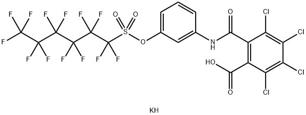3,4,5,6-テトラクロロ-2-[N-[m-(トリデカフルオロヘキシルスルホニルオキシ)フェニル]カルバモイル]安息香酸カリウム 化学構造式