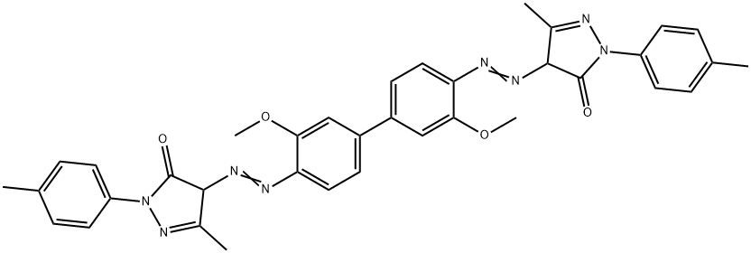 4,4'-[(3,3'-dimethoxy[1,1'-biphenyl]-4,4'-diyl)bis(azo)]bis[2,4-dihydro-5-methyl-2-(p-tolyl)-3H-pyrazol-3-one] Struktur
