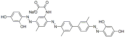 N-[5-[(2,4-Dihydroxyphenyl)azo]-2-[[4'-[(2,4-dihydroxyphenyl)azo]-3,3'-dimethyl[1,1'-biphenyl]-4-yl]azo]-4-methylphenyl]oxamidic acid sodium salt Structure