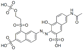 7-(アセチルアミノ)-4-ヒドロキシ-3-[[6-スルホ-8-[[2-(スルホオキシ)エチル]スルホニル]-2-ナフタレニル]アゾ]-2-ナフタレンスルホン酸 化学構造式