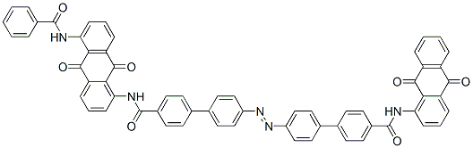 4'-[[4'-[[[5-(benzoylamino)-9,10-dihydro-9,10-dioxo-1-anthryl]amino]carbonyl][1,1'-biphenyl]-4-yl]azo]-N-(9,10-dihydro-9,10-dioxo-1-anthryl)[1,1'-biphenyl]-4-carboxamide Struktur