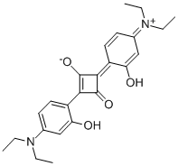 2,4-ビス[4-(ジエチルアミノ)-2-ヒドロキシフェニル]スクアライン 化学構造式