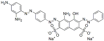 4-アミノ-3-[p-(2,4-ジアミノフェニルアゾ)フェニルアゾ]-5-ヒドロキシ-6-フェニルアゾ-2,7-ナフタレンジスルホン酸二ナトリウム 化学構造式