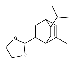 2-[6-メチル-8-(1-メチルエチル)ビシクロ[2.2.2]オクタ-5-エン-2-イル]-1,3-ジオキソラン 化学構造式