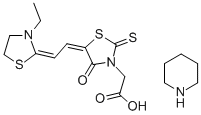 5-[(3-ETHYL-2-THIAZOLIDINYLIDENE)ETHYLIDENE]-4-OXO-2-THIOXO-3- THIAZOLIDINEACETIC ACID PIPERIDINE SALT,68921-76-6,结构式