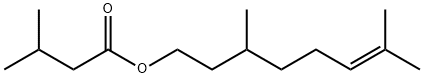 3-メチルブタン酸3,7-ジメチル-6-オクテニル 化学構造式