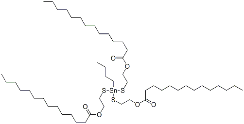 トリステトラデカン酸(ブチルスタンニリジン)トリス(チオ-2,1-エタンジイル) 化学構造式