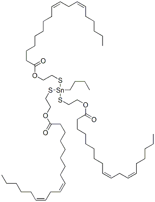トリス[(9Z,12Z)-9,12-オクタデカジエン酸](ブチルスタンニリジン)トリス(チオ-2,1-エタンジイル) 化学構造式