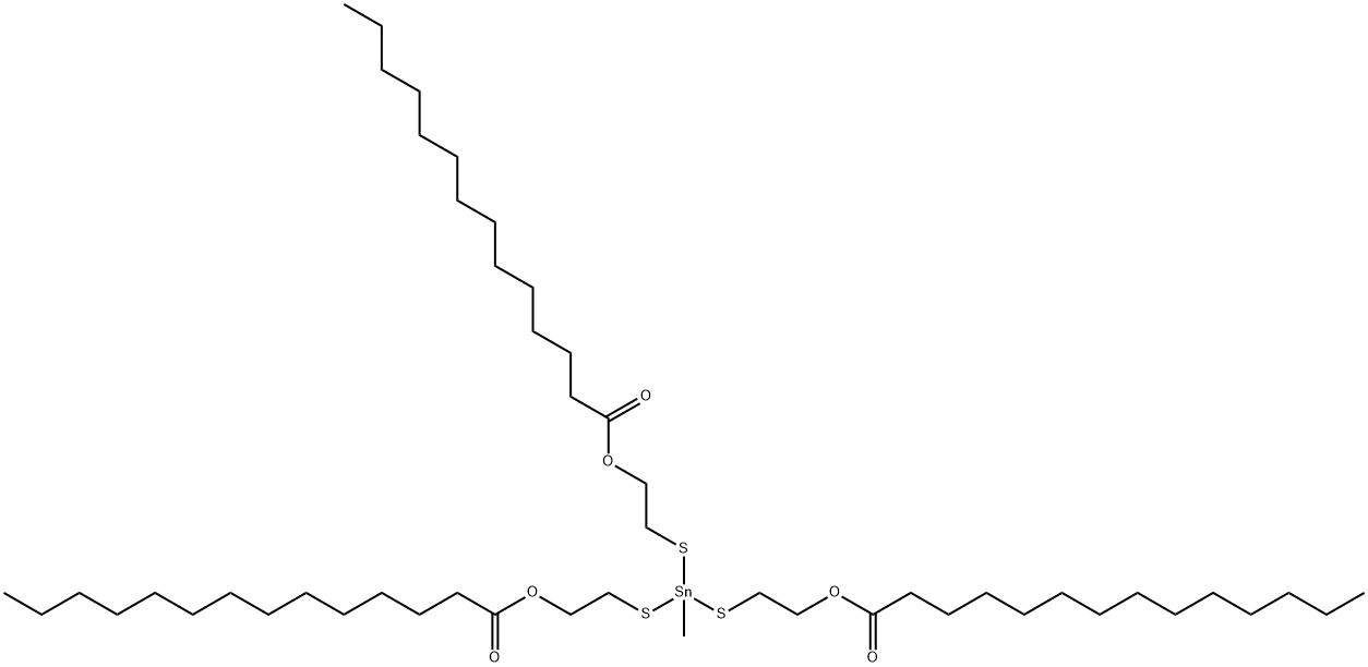 トリステトラデカン酸(メチルスタンニリジン)トリス(チオ-2,1-エタンジイル) 化学構造式