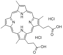 二(丙酸甲基)卟啉二盐酸盐, 68929-05-5, 结构式