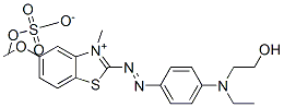 2-[[4-[ethyl(2-hydroxyethyl)amino]phenyl]azo]-5-methoxy-3-methylbenzothiazolium methyl sulphate Struktur