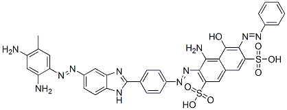 4-Amino-3-[[4-[5-[(2,4-diamino-5-methylphenyl)azo]-1H-benzimidazol-2-yl]phenyl]azo]-5-hydroxy-6-(phenylazo)-2,7-naphthalenedisulfonic acid,68957-65-3,结构式