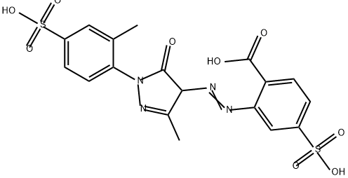 2-[[[4,5-Dihydro-3-methyl-1-(2-methyl-4-sulfophenyl)-5-oxo-1H-pyrazol]-4-yl]azo]-4-sulfobenzoic acid Structure