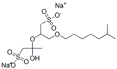 2-Hydroxy-2-[1-[(6-methylheptyloxy)methyl]-2-sulfoethoxy]-1-propanesulfonic acid disodium salt Struktur