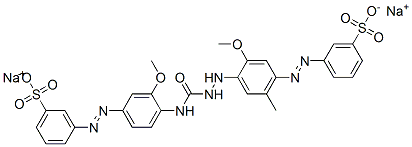 3-[[3-メトキシ-4-[[[[2-メトキシ-5-メチル-4-[(3-スルホフェニル)アゾ]フェニル]アミノ]カルボニル]アミノ]フェニル]アゾ]ベンゼンスルホン酸ジナトリウム 化学構造式