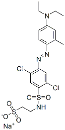 sodium 2-[[[2,5-dichloro-4-[[4-(diethylamino)-2-methylphenyl]azo]phenyl]sulphonyl]amino]ethanesulphonate Struktur