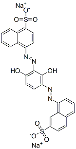 4-[[2,6-ジヒドロキシ-3-[(7-スルホ-1-ナフタレニル)アゾ]フェニル]アゾ]-1-ナフタレンスルホン酸ジナトリウム 化学構造式